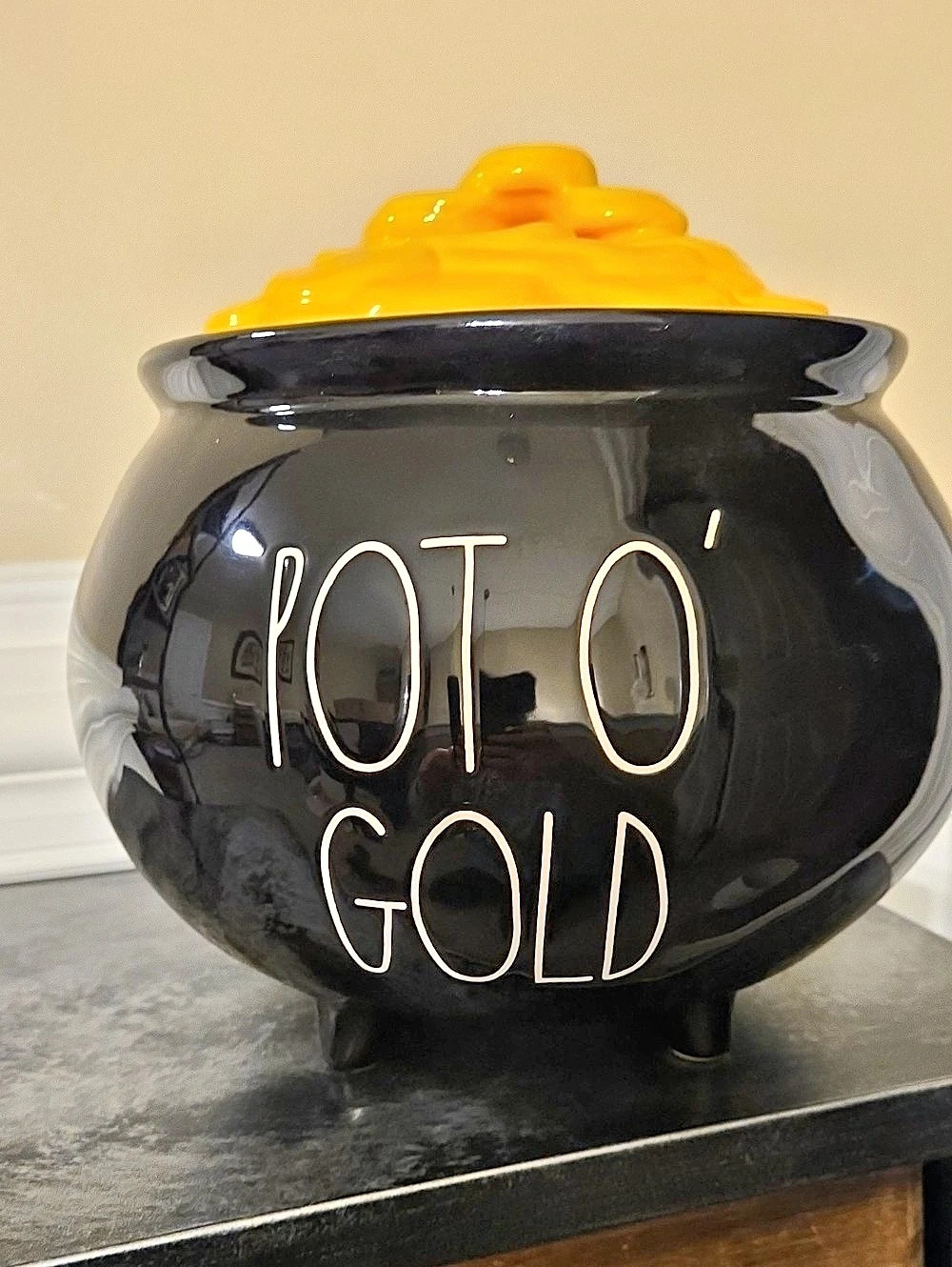 Rae Dunn Pot O' Gold Canister Black & Yellow